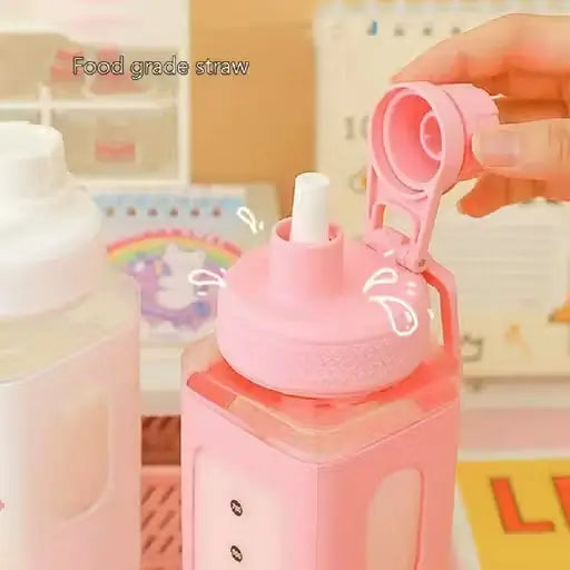 Bear Water Bottle with Straw and Stickers – 700 ml