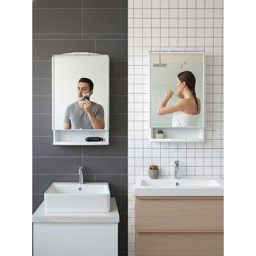 Wall-Mounted Bathroom Storage Cabinet with Mirror - Small White