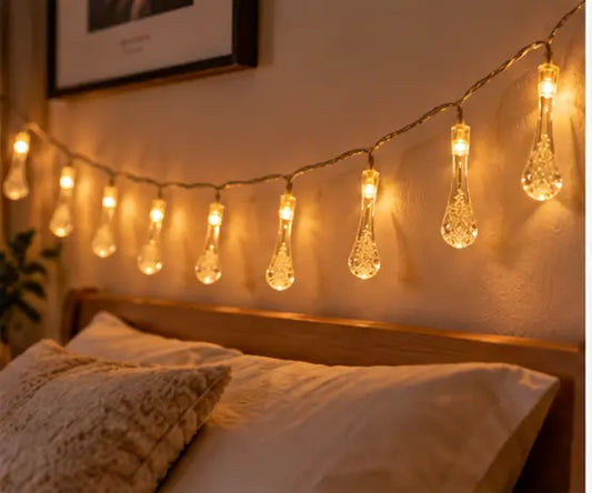 Water Drop String Ball Light – 14 LED Warm White Crystal Fairy String Light