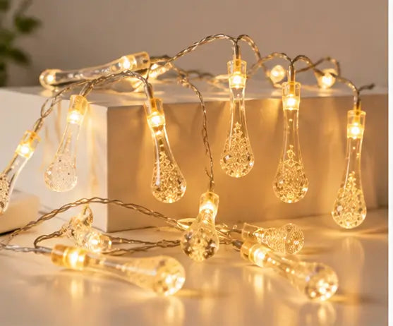 Water Drop String Ball Light – 14 LED Warm White Crystal Fairy String Light