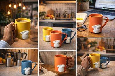 Fancy plastic rabbit mug