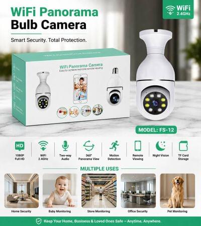360° bulb holder Wi-Fi camera