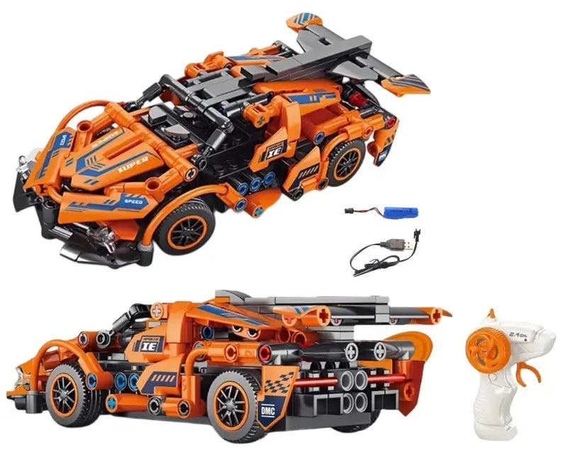 Lego based Lamborghini RC Car Kit for Kids & Adults | 2.4GHz Remote Control DIY Sports Car | Rechargeable STEM Building Toy with Openable Doors
