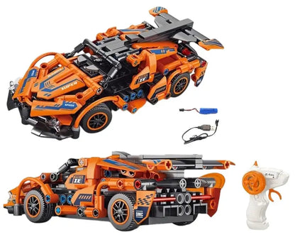Lego based Lamborghini RC Car Kit for Kids & Adults | 2.4GHz Remote Control DIY Sports Car | Rechargeable STEM Building Toy with Openable Doors