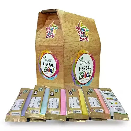 Herbal Gulal Organic Holi Colours Pack of 5 (80g Each) | Skin-Safe Multicolor