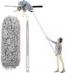 Microfiber Feather Duster with Extendable 100-Inch Pole | High-Reach Dust Cleaner