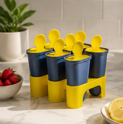Reusable Ice Pop Maker Mould Set | 6-Cavity Plastic Popsicle & Kulfi Maker with Stand for Homemade Frozen Treats Set 2 (6+6)