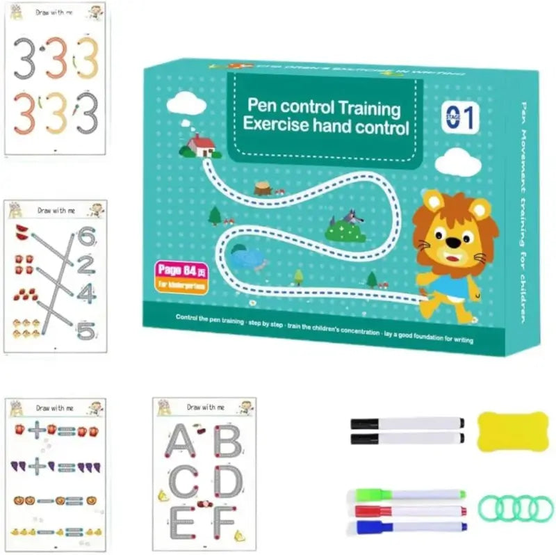 Reusable Handwriting Practice Workbook 64 Pages | Kids Tracing & Writing Book
