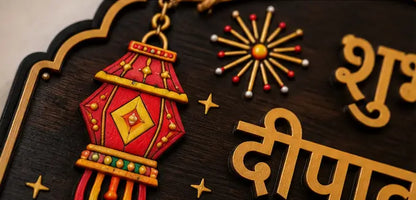 Shubh Diwali Wooden Wall Hanging – Multicolor Religious Festive Décor