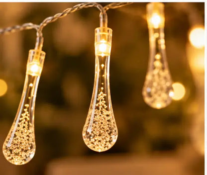 Water Drop String Ball Light – 14 LED Warm White Crystal Fairy String Light