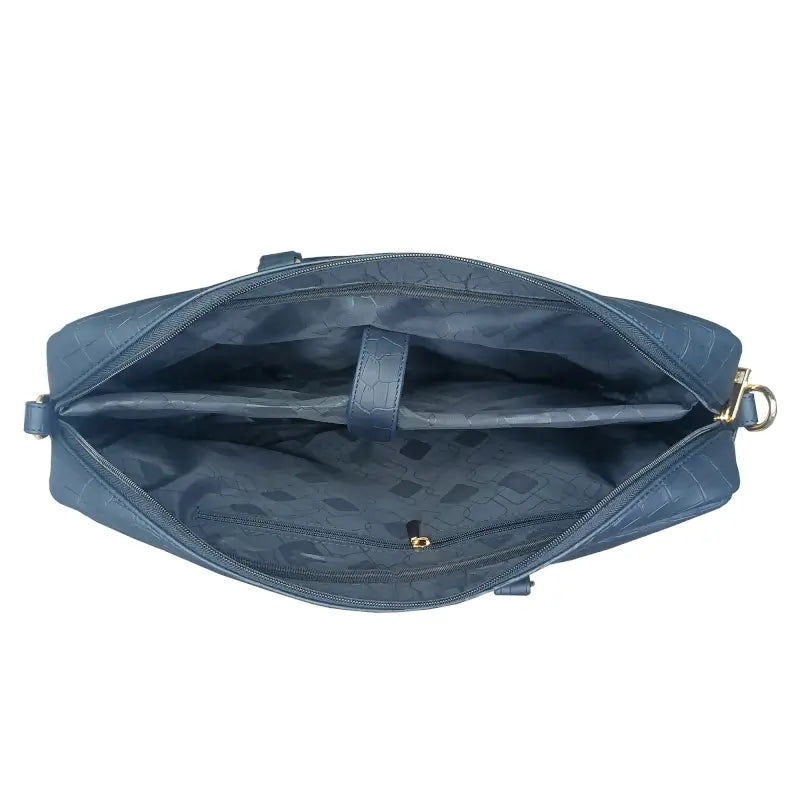 Durable Navy Blue Vegan Leather Laptop Bag with Reinforced Stitching