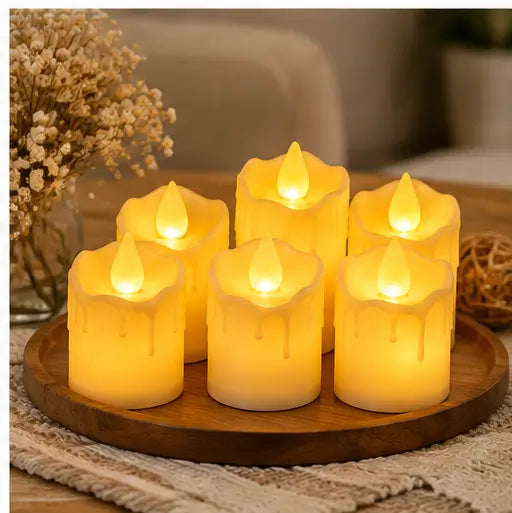 LED Candle Lights – Pack of 6 Decorative Diwali Candle Lamps