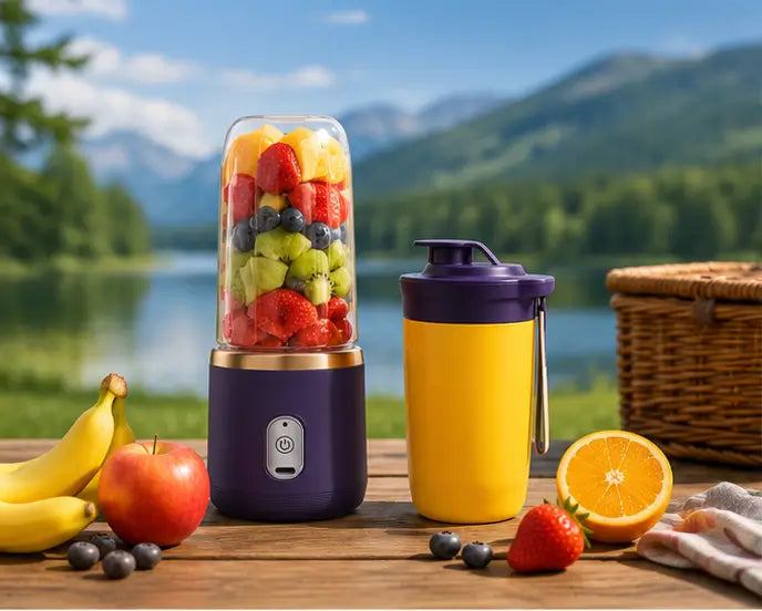 Portable USB Rechargeable Juicer Blender – 6 Blade Mini Mixer Grinder & Smoothie Maker | 500ml Personal Fruit Juice Blender