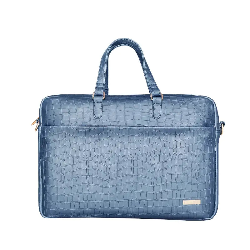 Durable Navy Blue Vegan Leather Laptop Bag with Reinforced Stitching