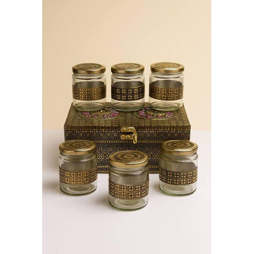 Airtight Glass Jar Set of 6 - Gold Lid Kitchen Storage Containers