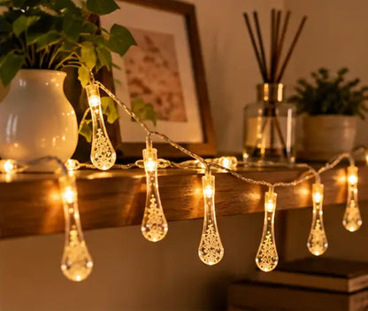 Water Drop String Ball Light – 14 LED Warm White Crystal Fairy String Light