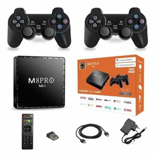 M8 Pro Game Console with 2 Wireless Controllers - TV Gaming Box