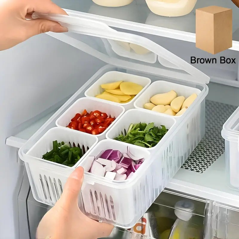 Fridge Storage Boxes Freezer Storage Containers, Container for Kitchen Storage Set, Storage in Kitchen, Vegetable Storage, Draining Crisper Refrigerator Food Box (1 Pc)
