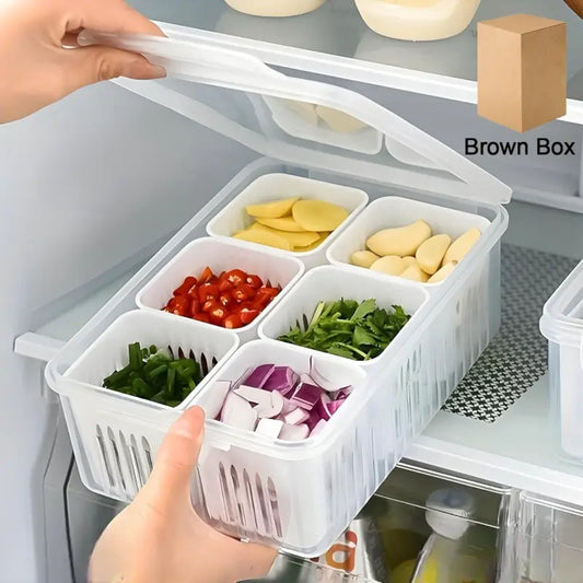 Fridge Storage Boxes Freezer Storage Containers, Container for Kitchen Storage Set, Storage in Kitchen, Vegetable Storage, Draining Crisper Refrigerator Food Box (1 Pc)