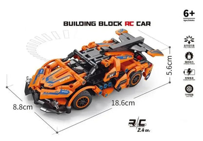 Lego based Lamborghini RC Car Kit for Kids & Adults | 2.4GHz Remote Control DIY Sports Car | Rechargeable STEM Building Toy with Openable Doors