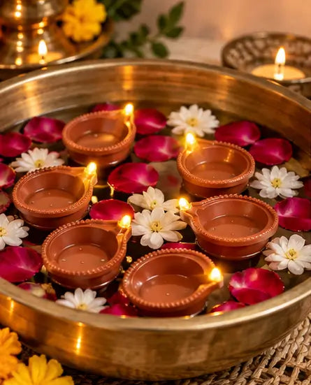 Water Sensor LED Diyas Pack of 24 – Battery Operated E-Diya with Warm Orange Light