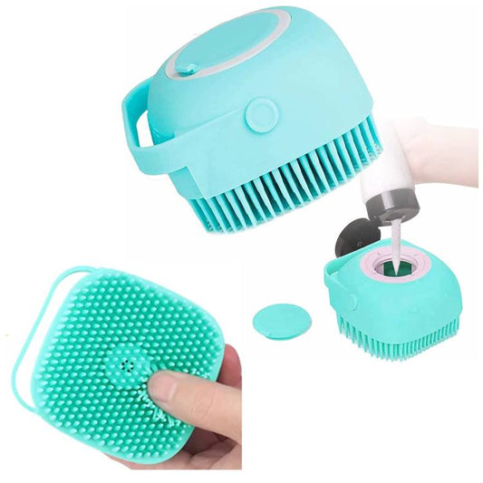 Silicone body brush with shower gel dispenser