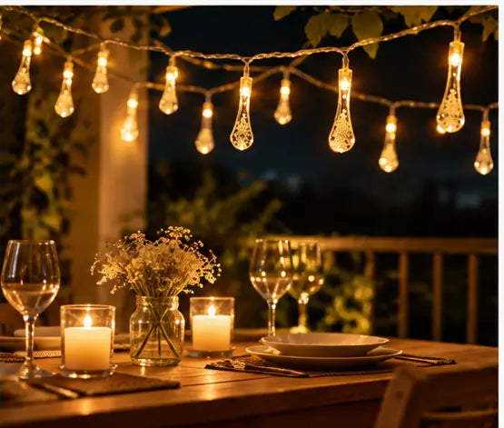 Water Drop String Ball Light – 14 LED Warm White Crystal Fairy String Light
