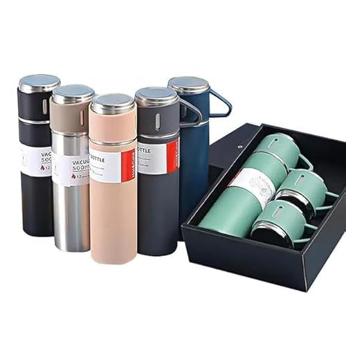 Vacuum flask set with two cups