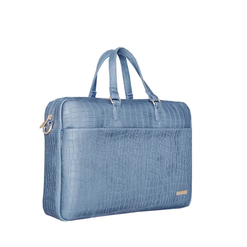 Durable Navy Blue Vegan Leather Laptop Bag with Reinforced Stitching