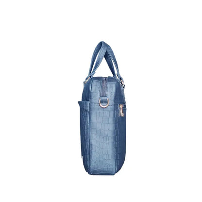 Durable Navy Blue Vegan Leather Laptop Bag with Reinforced Stitching
