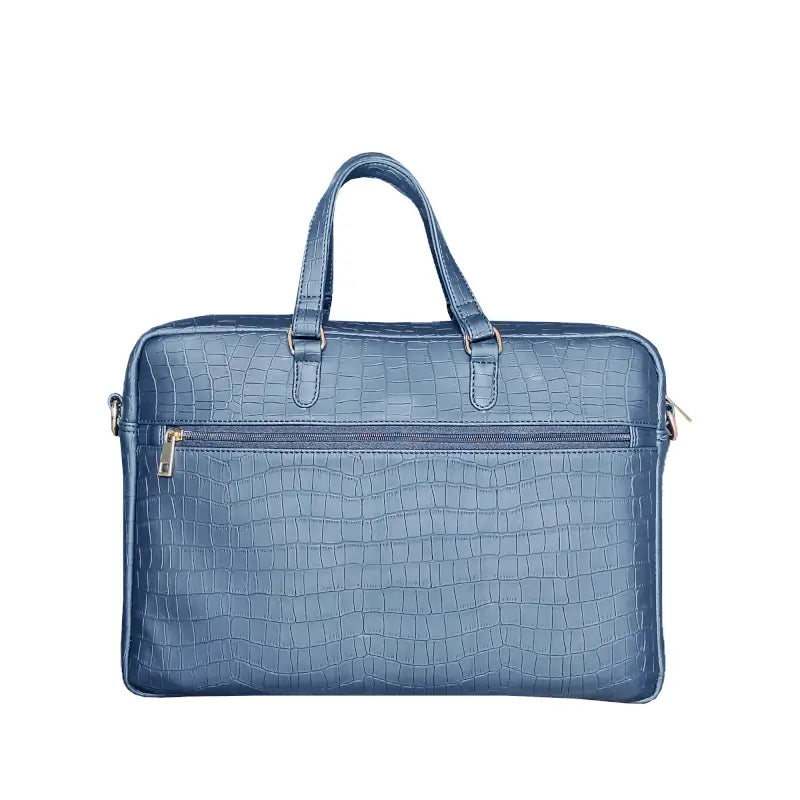 Durable Navy Blue Vegan Leather Laptop Bag with Reinforced Stitching