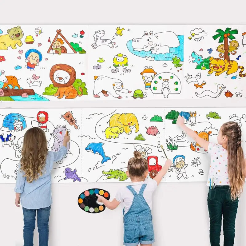 Kids Drawing Paper Roll, 30 x 300 cm, Large Colouring Poster with Animals, Transport, Space, Dinosaur Designs